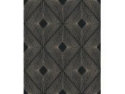 Tapety Yara - Černo-zlatá geometrická tapeta na zeď Černo-zlatá geometrická tapeta na zeď