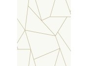 Bílo-zlatá geometrická tapeta na zeď