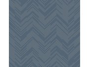 Modro-stříbrná geometrická tapeta na zeď