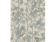 Metalická stříbrná květinová tapeta na zeď