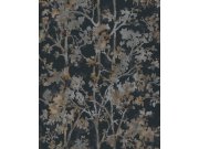 Tapety Yara - Černá metalická květinová tapeta na zeď Černá metalická květinová tapeta na zeď