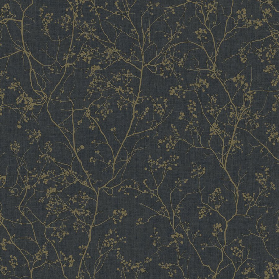 Tapety Yara - Černá tapeta se zlatými větvičkami DD3811 Černá tapeta se zlatými větvičkami DD3811 - Tapety Yara