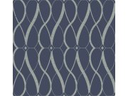 Modro-stříbrná geometrická tapeta na zeď