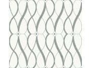 Bílo-stříbrná geometrická tapeta na zeď