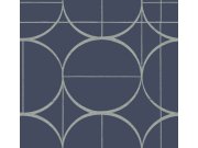 Modro-stříbrná geometrická tapeta na zeď