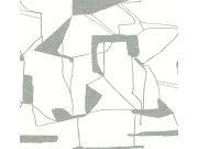 Tapety Yara - Bílo-stříbrná geometrická tapeta na zeď Bílo-stříbrná geometrická tapeta na zeď