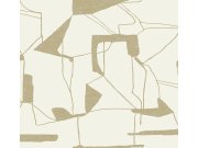 Krémovo-zlatá geometrická tapeta na zeď