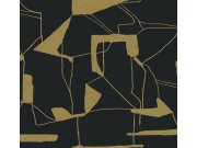 Tapety Yara - Černo-zlatá geometrická tapeta na zeď Černo-zlatá geometrická tapeta na zeď