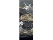 Obrazová tapeta na zeď, černá, šedá, letící jeřábi, Traces, Masureel