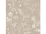 Tapeta na zeď, béžová, bílá, látková textura, rostliny, Philipp Plein 2, Zambaiti Parati