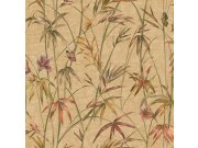 Tapeta na zeď, béžová, zelená, látková textura, rostliny, Philipp Plein 2, Zambaiti Parati