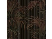 Tapeta na zeď, černá, hnědá, pruhy, listy, Philipp Plein 2, Zambaiti Parati