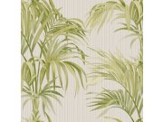 Tapeta na zeď, bílá, zelená, pruhy, listy, Philipp Plein 2, Zambaiti Parati