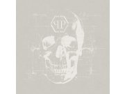 Obrazová tapeta na zeď, béžová, lebka, 3x3m, Philipp Plein 2, Zambaiti Parati