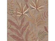 Tapeta na zeď, červená, hnědá, imitace látky, listy, Terra Nova, Decoprint