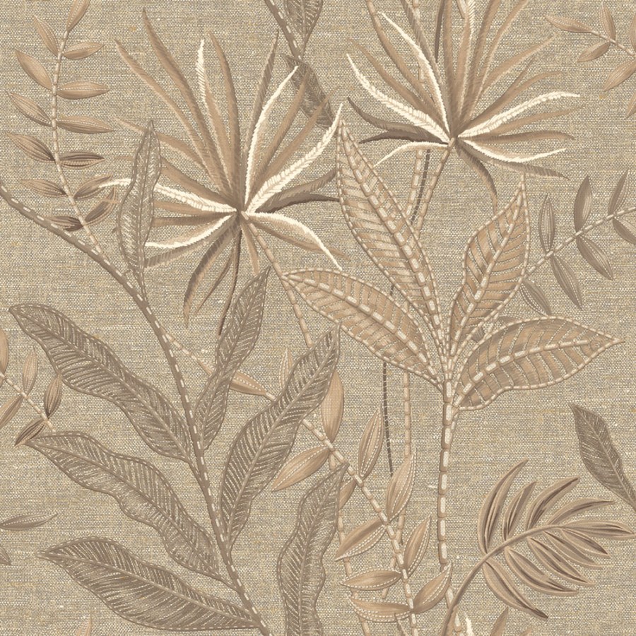 Tapeta na zeď, hnědá, béžová, imitace látky, listy, Terra Nova, Decoprint - Tapety Yara