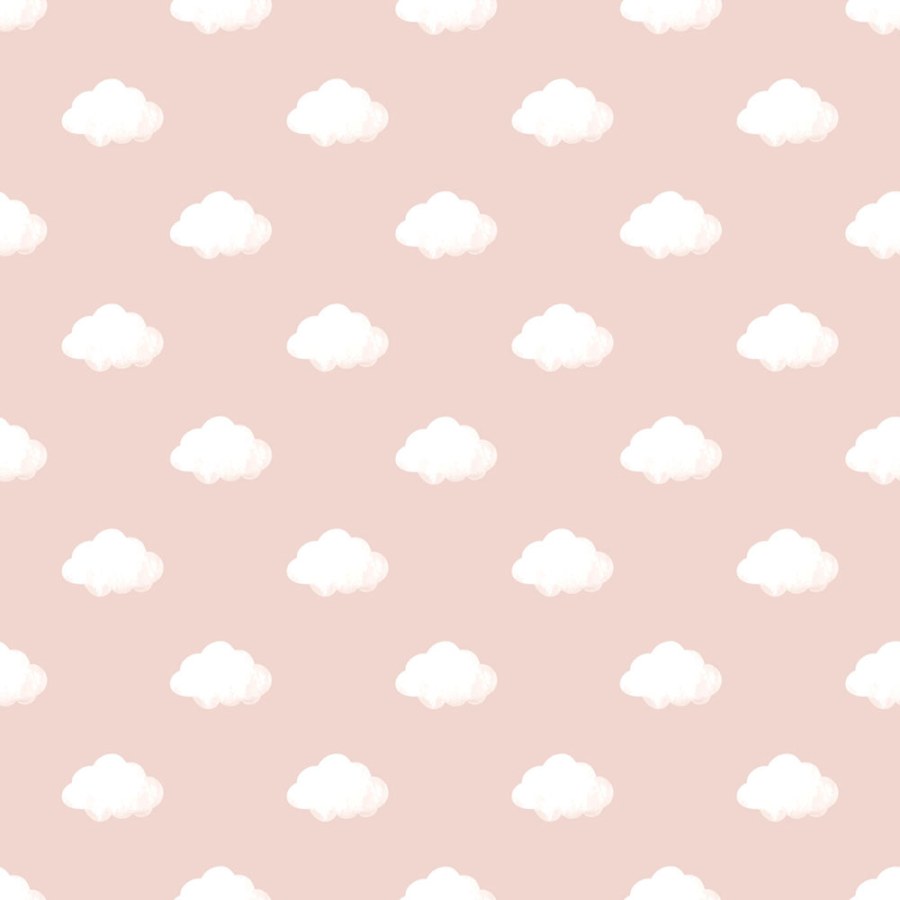 Tapeta na zeď, růžová, bílá, mráčky, Momi, Parato by Cristiana Masi