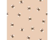 Tapeta na zeď,růžová, zlatá, včelky, Momi, Parato by Cristiana Masi