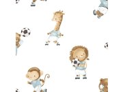 Tapeta na zeď, zlatá, béžová, zvířátka hrající fotbal, Momi, Parato by Cristiana Masi