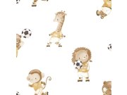 Tapeta na zeď, modrá, zlatá, zvířátka hrající fotbal, Momi, Parato by Cristiana Masi