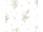 Tapeta na zeď, bílá, šedá, zajíčci, Momi, Parato by Cristiana Masi