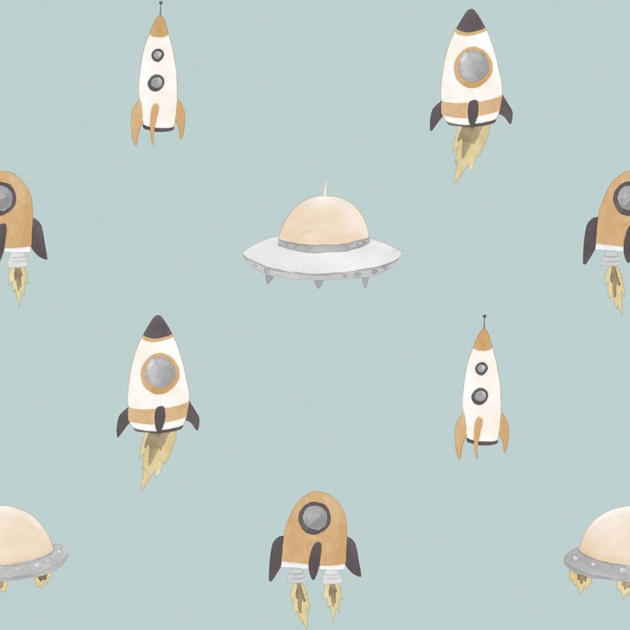 Tapety Yara - Tapeta na zeď, modrá, žlutá, vesmírné lodě, Momi, Parato by Cristiana Masi Tapeta na zeď, modrá, žlutá, vesmírné lodě, Momi, Parato by Cristiana Masi - Tapety Yara