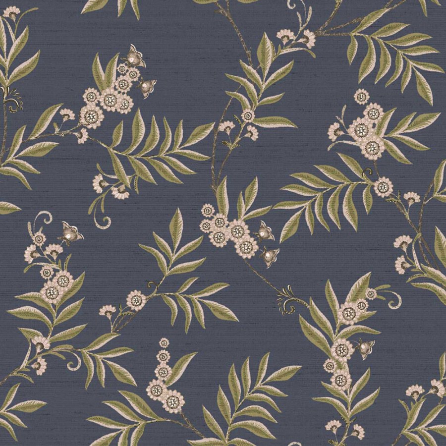 Tapeta na zeď, modrá, růžová, rozkvetlé větvičky, Agora, Parato by Cristiana Masi - Tapety Yara