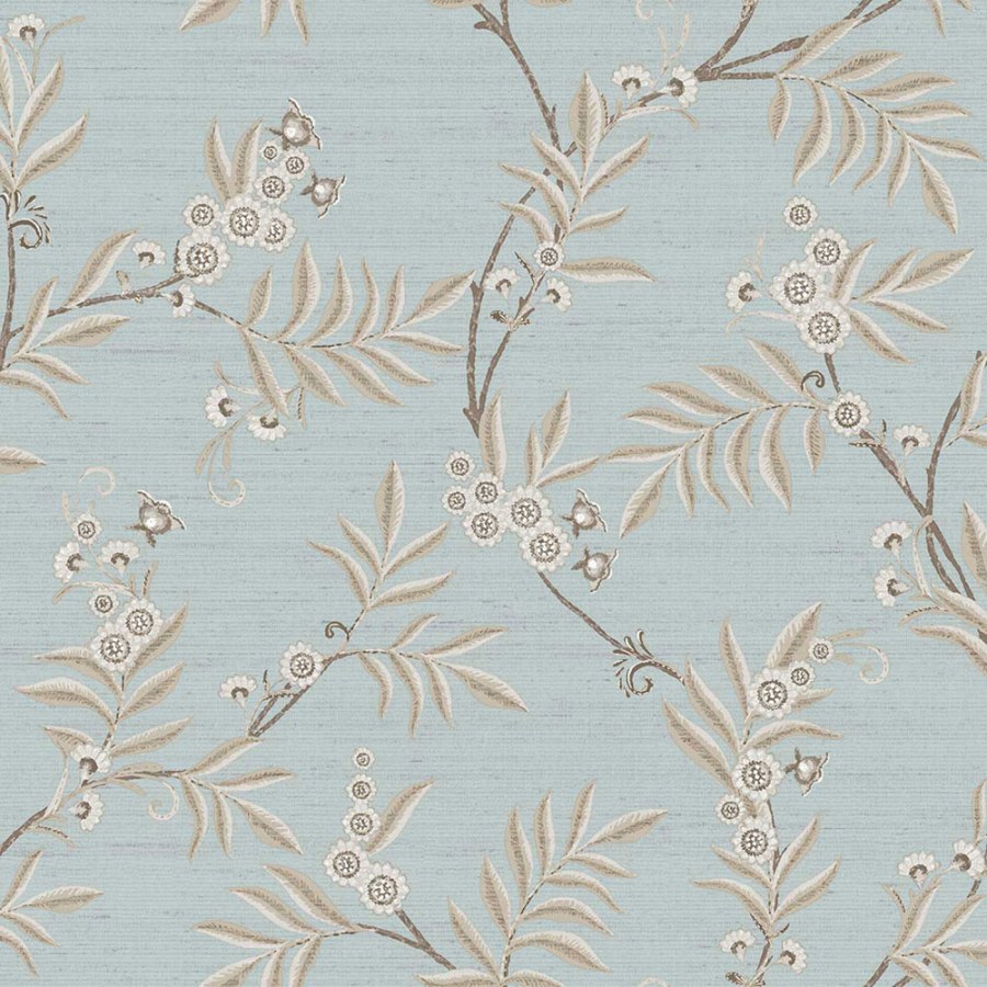 Tapeta na zeď, bledě modrá, béžová, rozkvetlé větvičky, Agora, Parato by Cristiana Masi - Tapety Yara