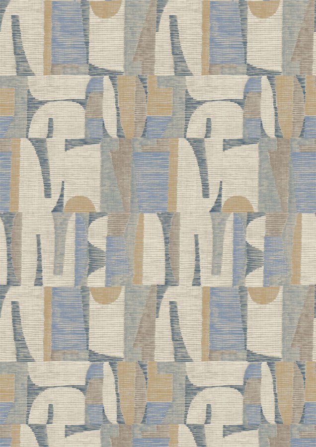 Geometrická obrazová tapeta na zeď, béžová, modrá, Imani, Decoprint - Tapety Yara