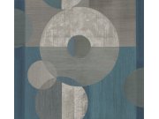 Geometrická obrazová tapeta na zeď, modrá, šedá, Imani, Decoprint