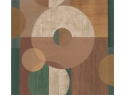 Geometrická obrazová tapeta na zeď, zelená, hnědá, Imani, Decoprint