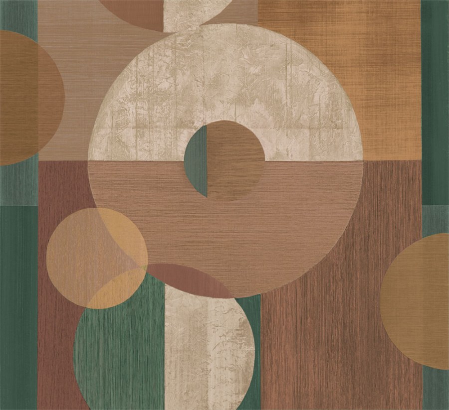 Geometrická obrazová tapeta na zeď, zelená, hnědá, Imani, Decoprint - Tapety Yara