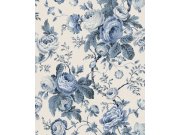 Tapeta na zeď, modrá, bílá, květinový vzor, Laura Ashley 4 Tapety Yara