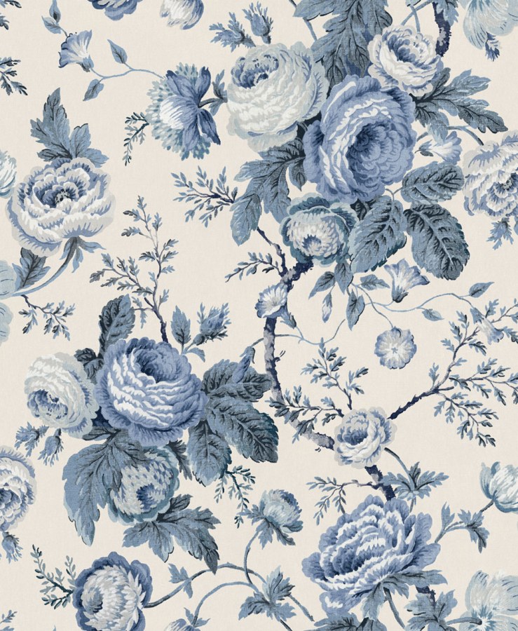 Tapeta na zeď, modrá, bílá, květinový vzor, Laura Ashley 4