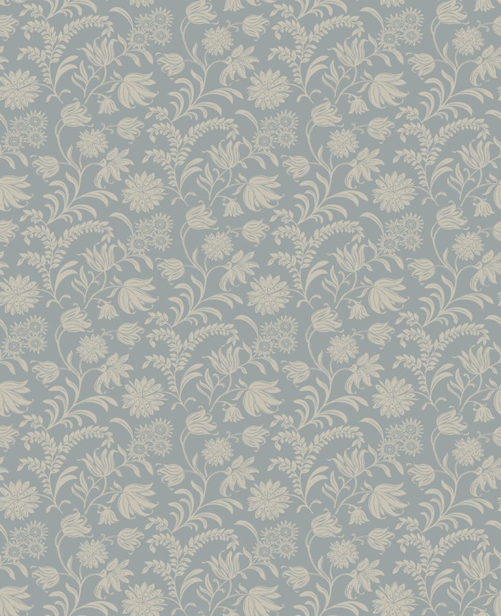 Tapeta na zeď, modrá, šedá, květinový vzor, Laura Ashley 4