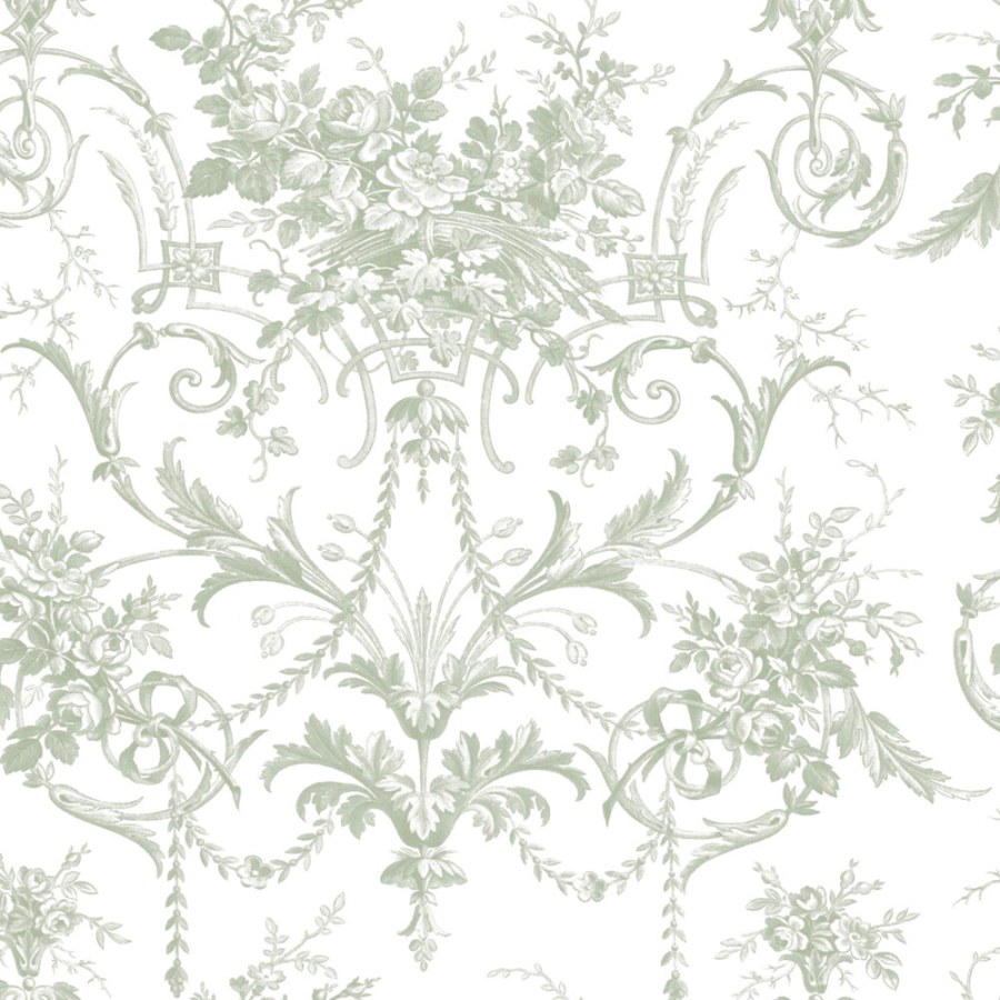 Tapeta na zeď, zeleno-bílá, květy, Laura Ashley 4