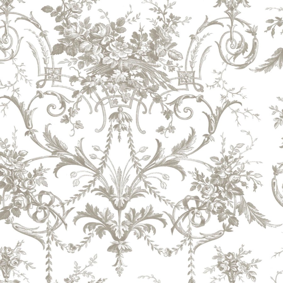 Tapeta na zeď, šedo-bílá, květy, Laura Ashley 4