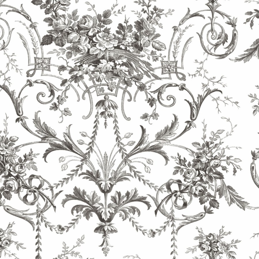 Tapeta na zeď, černo-bílá, květy, Laura Ashley 4