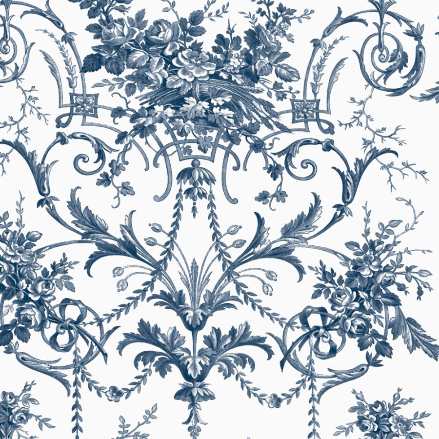 Tapeta na zeď, modro-bílá, květy, Laura Ashley 4