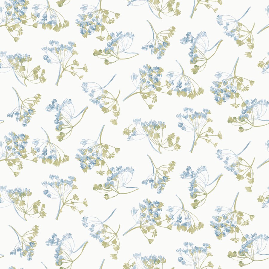 Tapeta na zeď, bílá, modrá, květinový vzor, Laura Ashley 4 - Tapety Yara