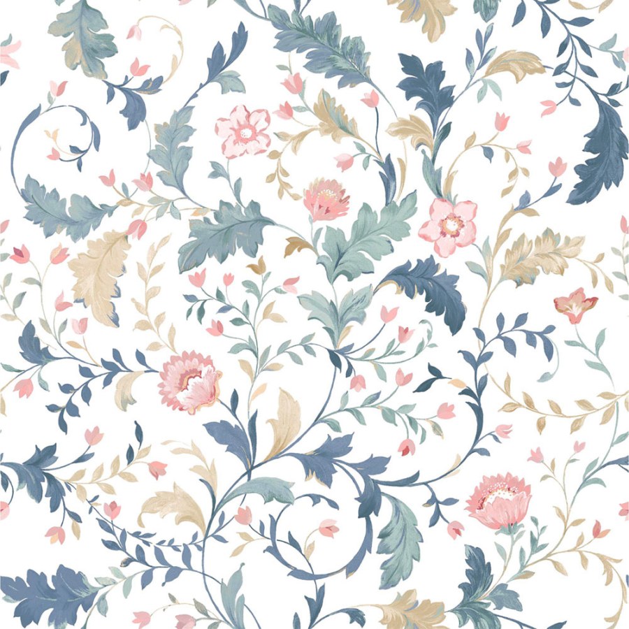 Tapeta na zeď, bílá, béžová, květiny, Laura Ashley 4 