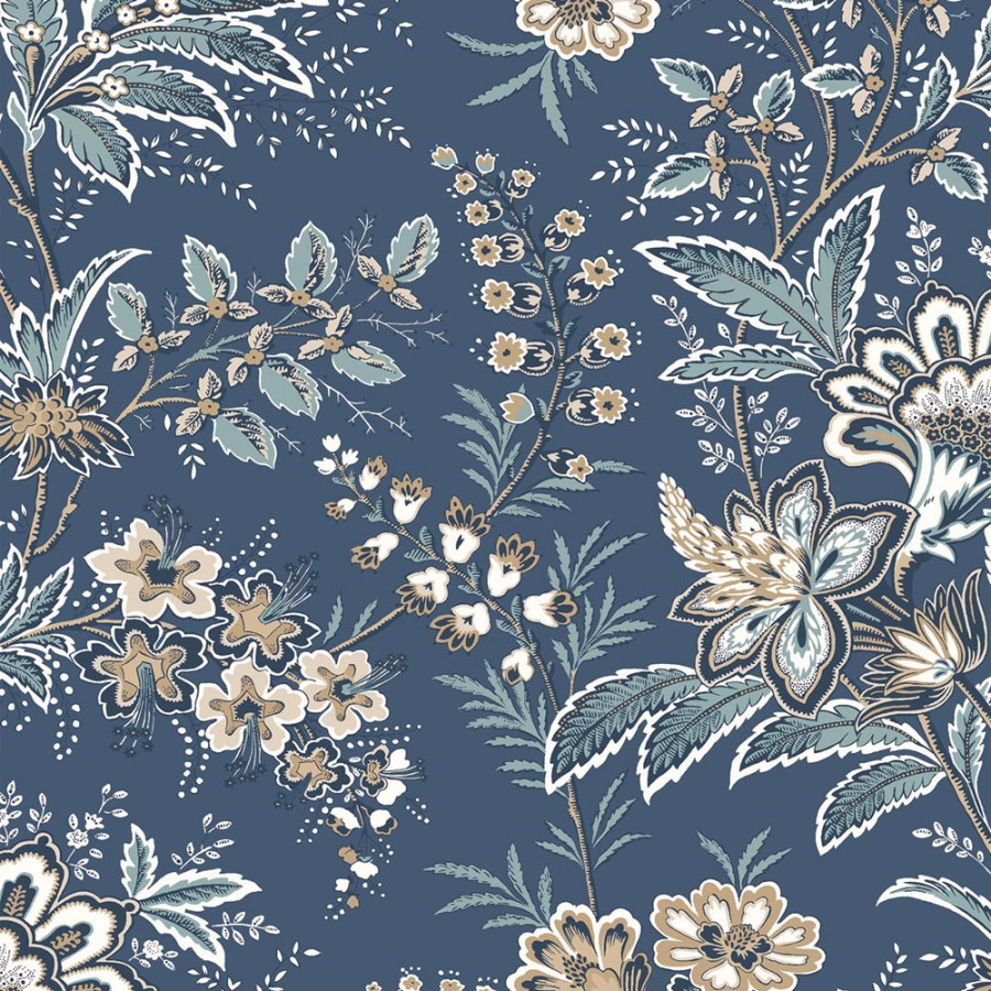 Tapeta na zeď, modrá, béžová, květiny, Laura Ashley 4