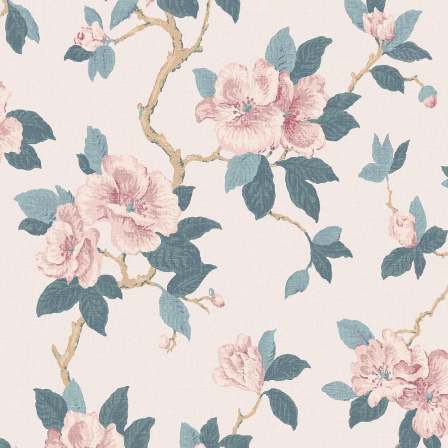 Květinová tapeta na zeď, růžová, modrá, Laura Ashley 4