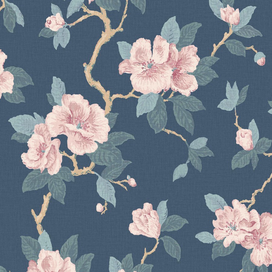 Květinová tapeta na zeď, modrá, růžová, Laura Ashley 4 - Tapety Yara