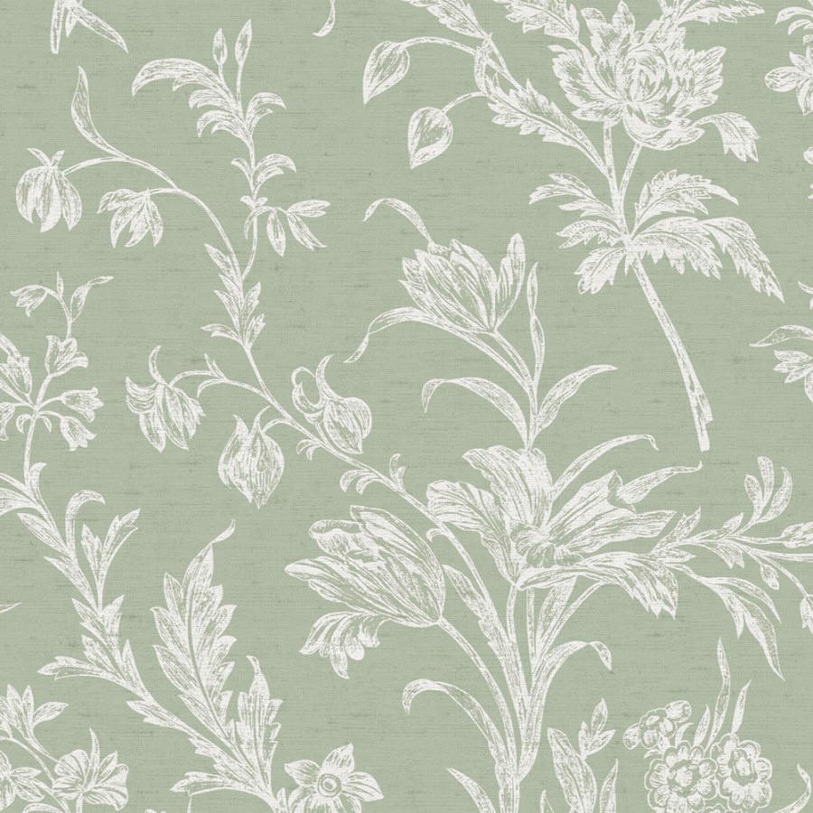 Tapeta na zeď, zeleno-bílá, květinový vzor, Laura Ashley 4