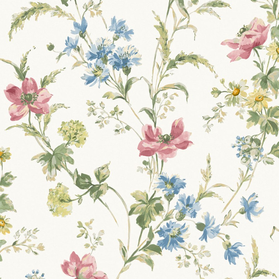 Tapeta na zeď, bílá, růžová, květy máku, Laura Ashley 4