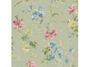 Tapeta na zeď, zelená, růžová, květy máku, Laura Ashley 4