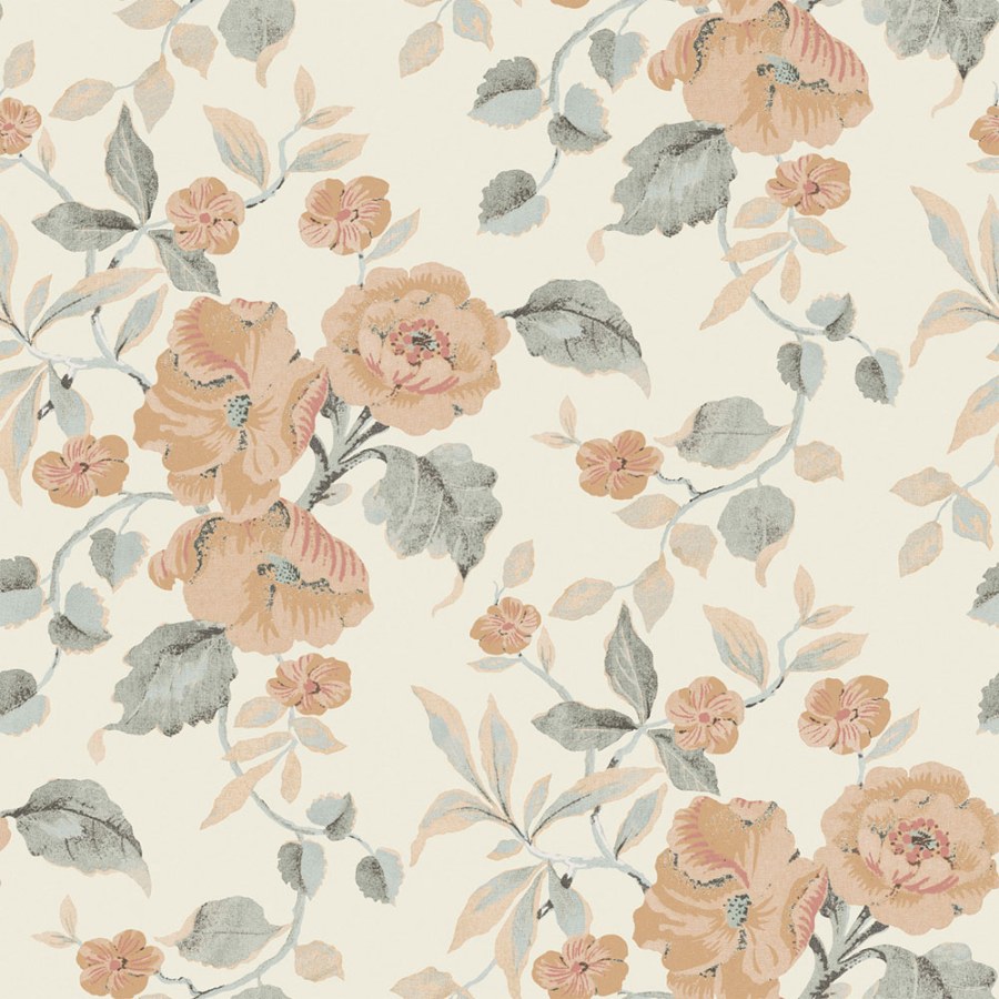 Květinová tapeta na zeď, oranžová, bílá, Laura Ashley 4 - Tapety Yara