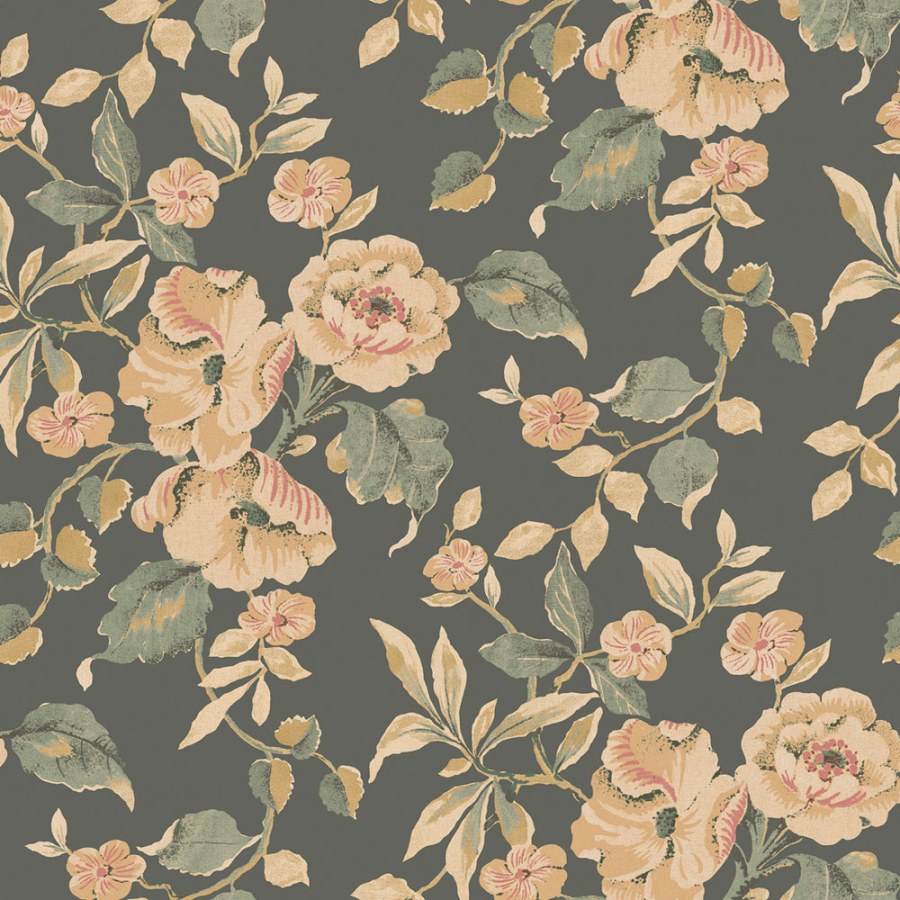Květinová tapeta na zeď, oranžová, modrá, Laura Ashley 4 - Tapety Yara