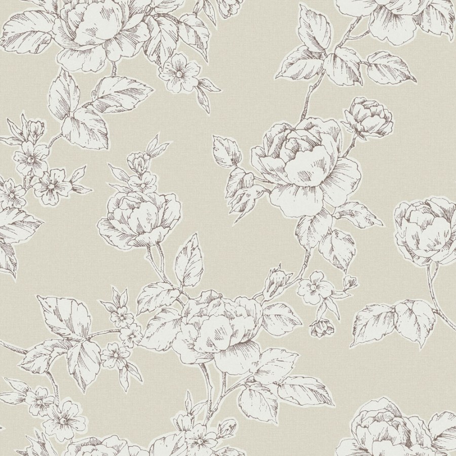 Tapeta na zeď, béžová, bílá, růže, Laura Ashley 4 - Tapety Yara